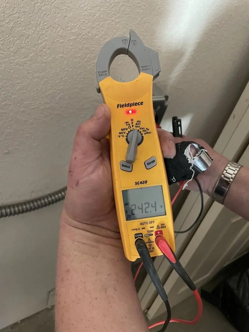 Voltage testing with clamp meter during Generator Installation in Lower Allen